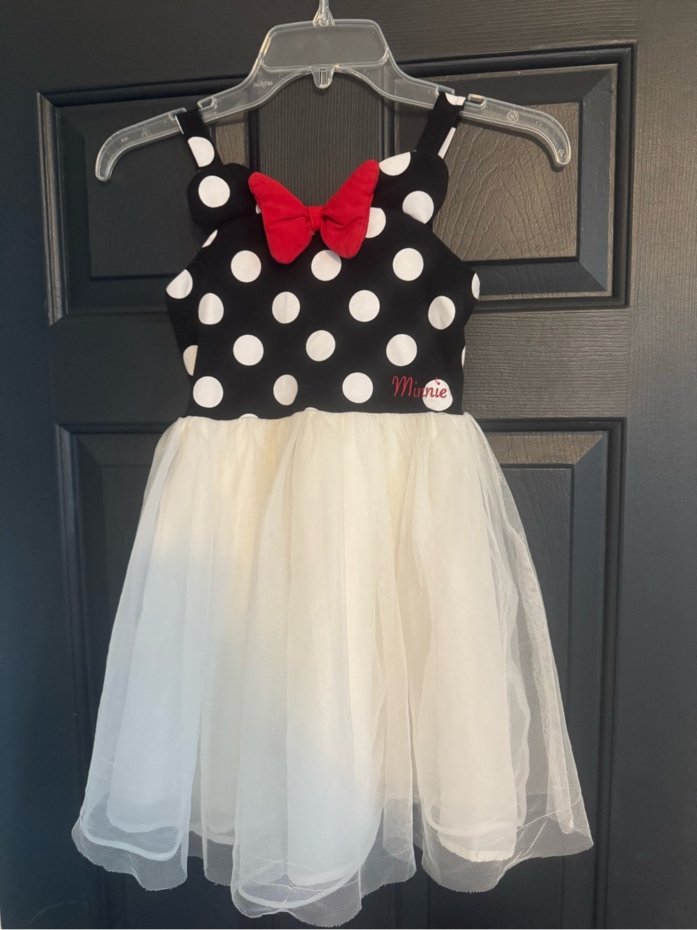 Disney Minnie Black & White Polka Dot Dress with Red Bow